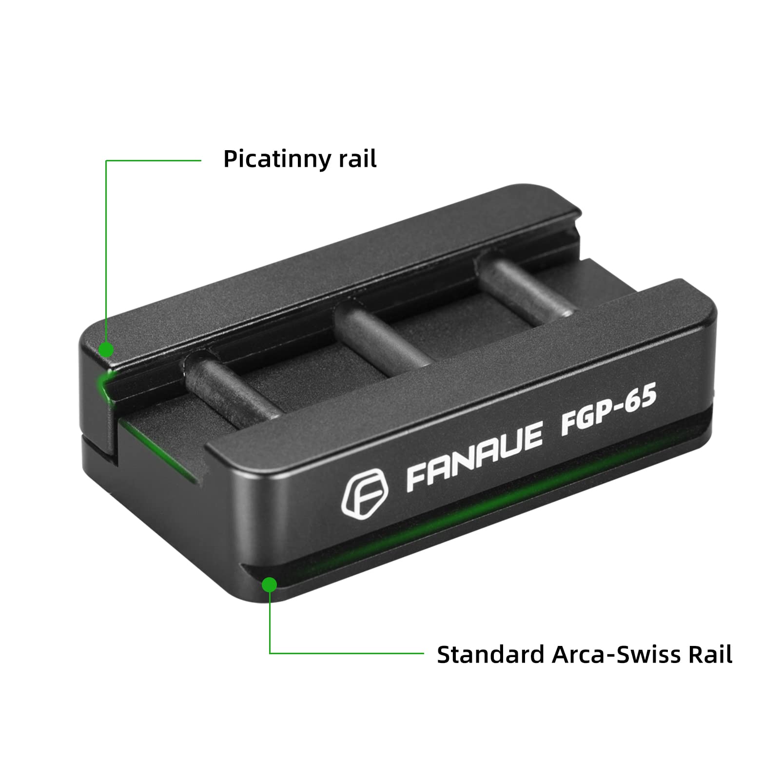 Fanaue Fgp 65 Picatinny Arca Swiss Compatible Rail Plate With Anti Slip Slot, Cnc Machined Aluminum,Tripod Dovetail Adapter Moun